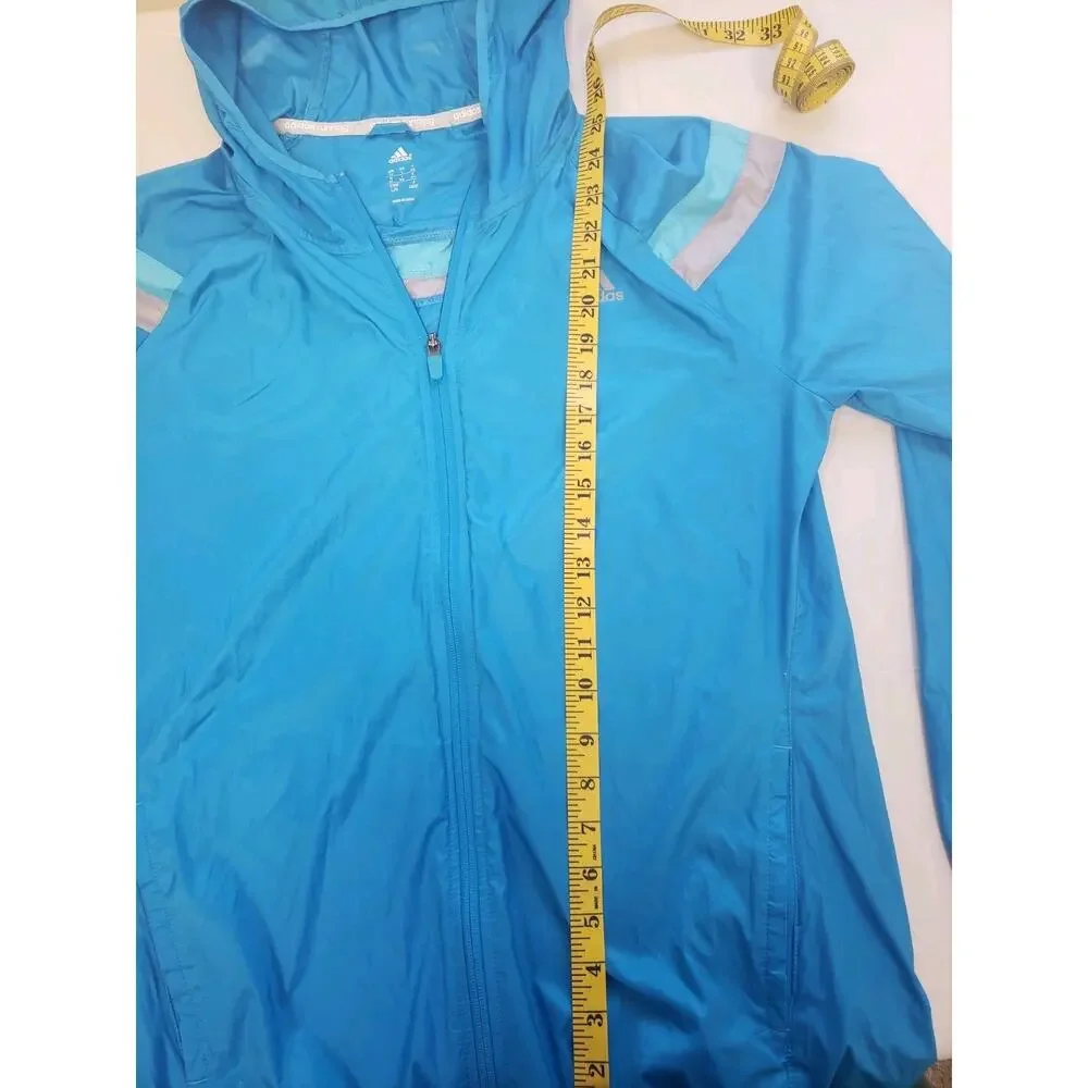 Adidas Running Anthem Jacket Womens L Lightweight Packable Blue Brand